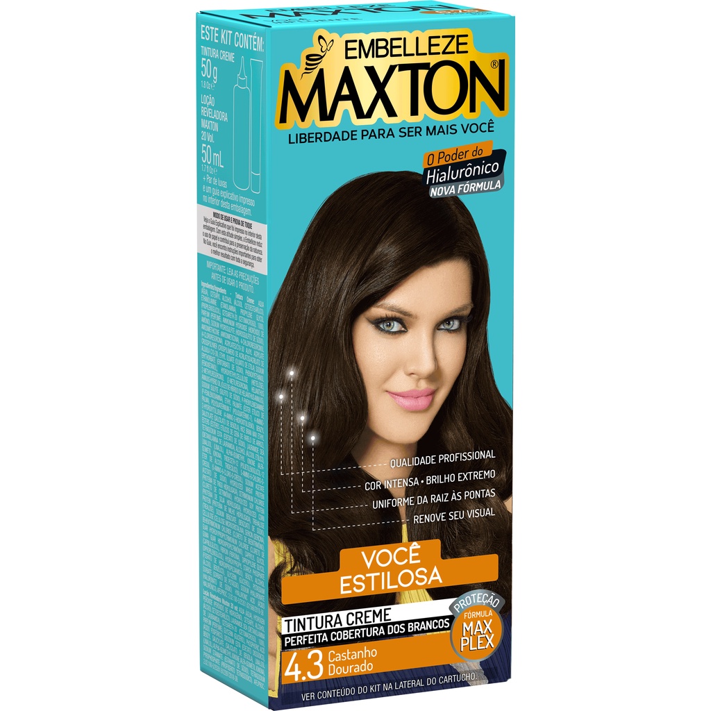 Tinta de cabelo maxton morena +estilosa castanho dourado 4.3