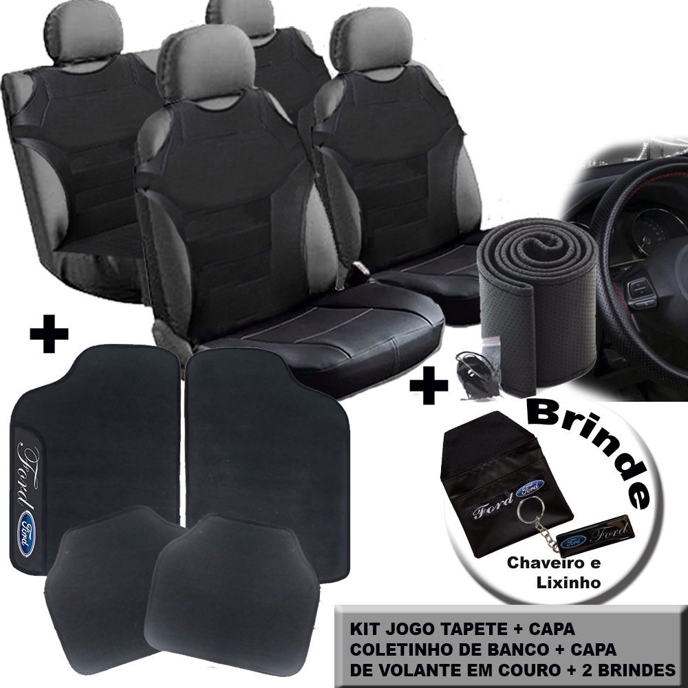 Kit Jogo Conjunto Capa De Banco Modelo Coletinho Em Curvim Ford Fiesta