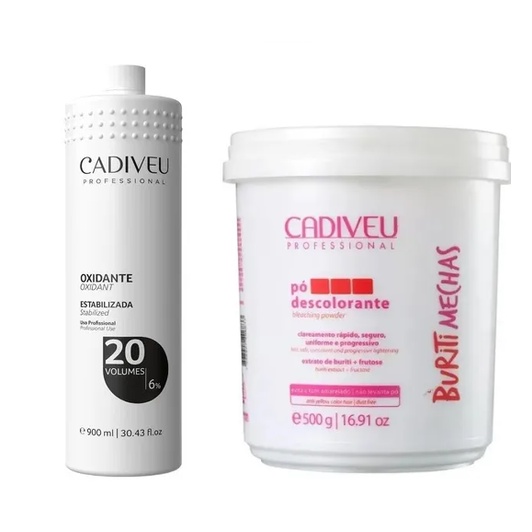 Kit 1 Pó Descolorante Buriti + 1 Água Oxigenada 30 Volumes Cadiveu