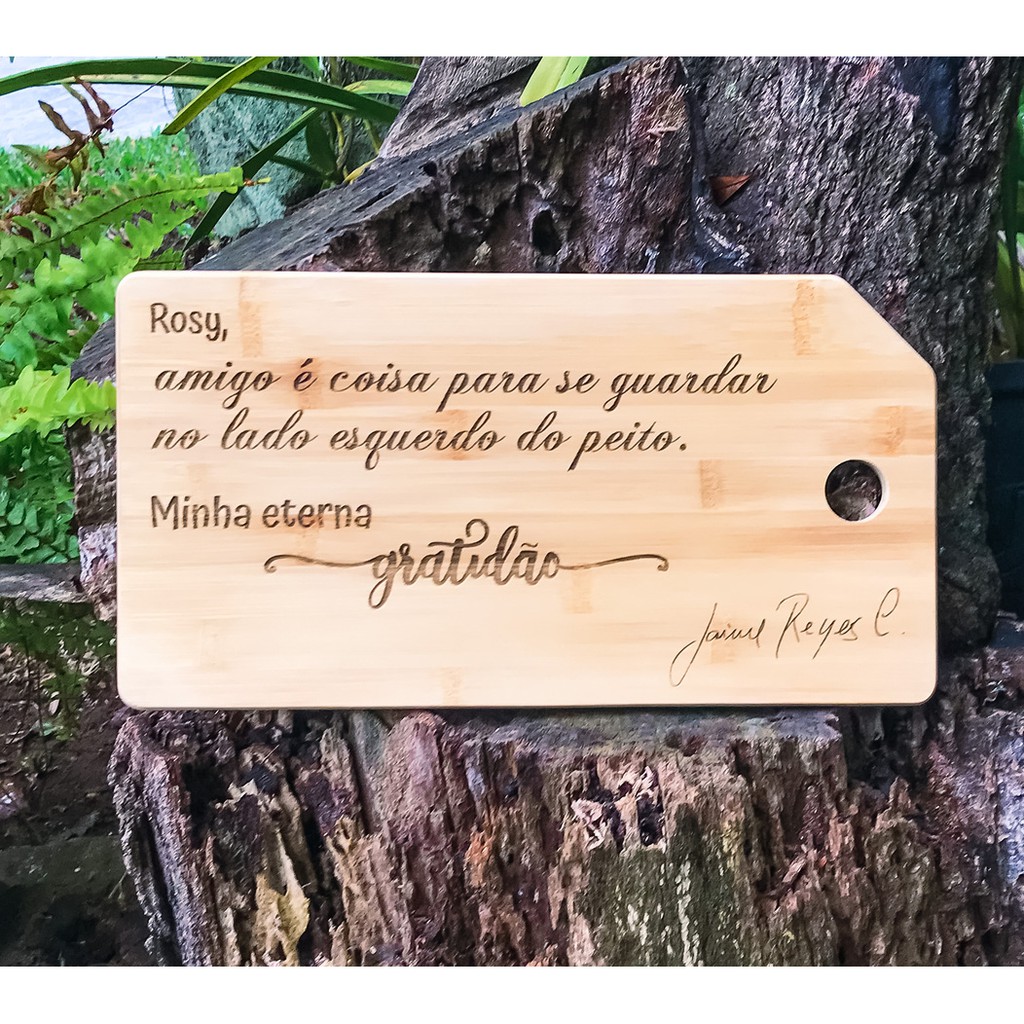 Tábua de Corte em Bambu 32x17x1,2cm Personalizada