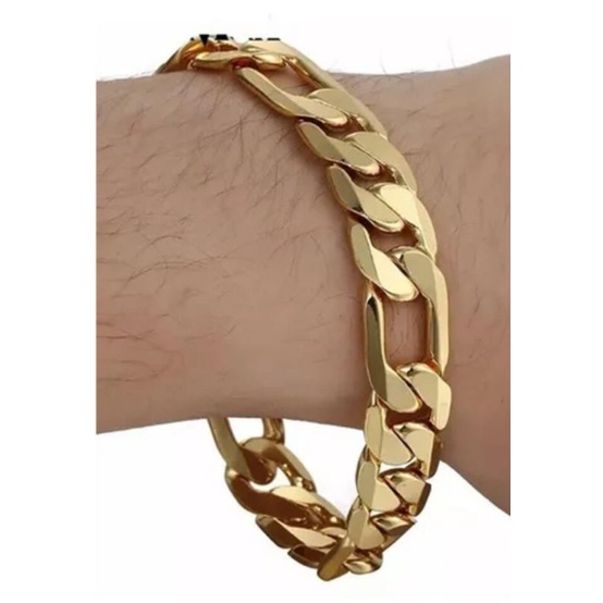Pulseira Grumet masculina 4mm a 8mm  aço inoxidável Banhado na cor ouro
