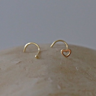 Piercing de Nariz em Ouro 18k Modelos - Coração/Bolinha 1mm