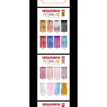 cortina decorativa festa 1 por 2 metros make+ cores Rose Gold dourado e arco-íris