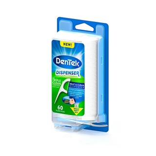Fio Dental Dentek Floss Picks Triple Clean Advanced Dispenser com 60 unidades