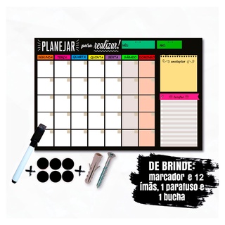 Quadro Planejamento Lousa Planner Agenda 40x60 cm + 12 Imãs