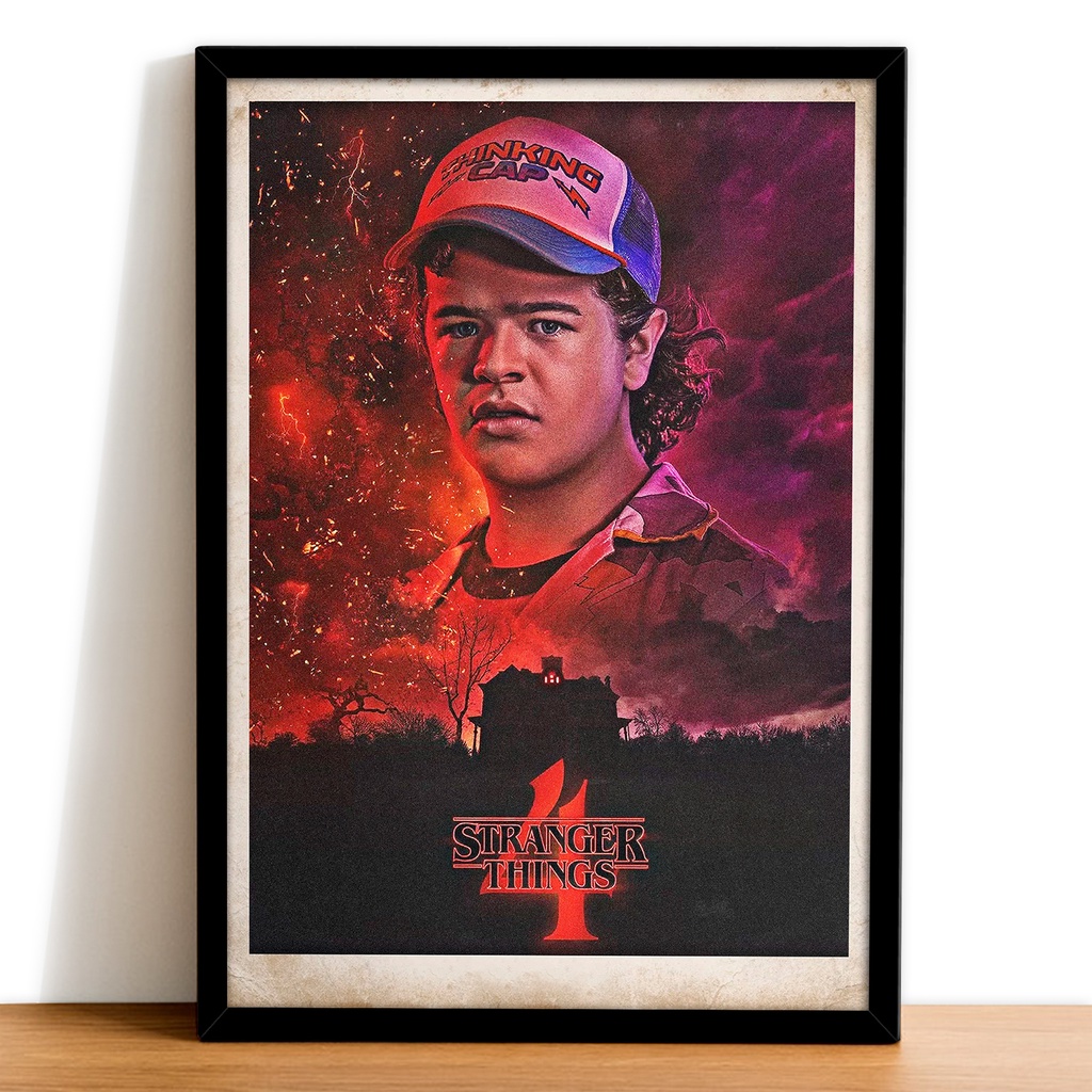 QUADRO STRANGER THINGS 4 LUCAS A4 (24x33 cm - Com vidro)