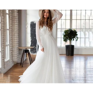 Vestido De Noiva Boho Para Casamento Simples | Shopee Brasil