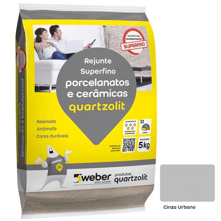 Rejunte Para Porcelanato Super Fino 5kg Cinza Urbano Quartzolit em Oferta na Shopee