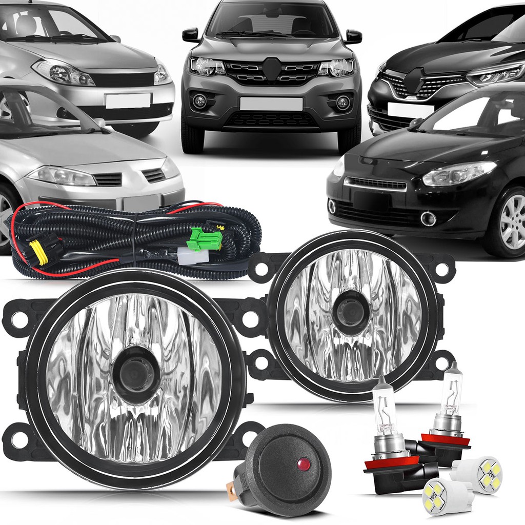 Kit farol de milha Renault Kwid Megane, Megane Grand Tour, Captur, Symbol e Fluence com milha e botão modelo alternativo