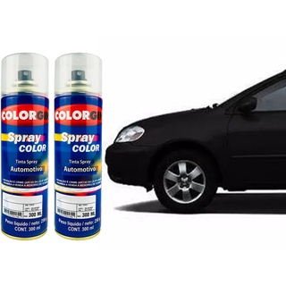 Tinta Spray Automotiva Preto Perola Met - 205 Toyota 300ml + Spray Verniz 300ml