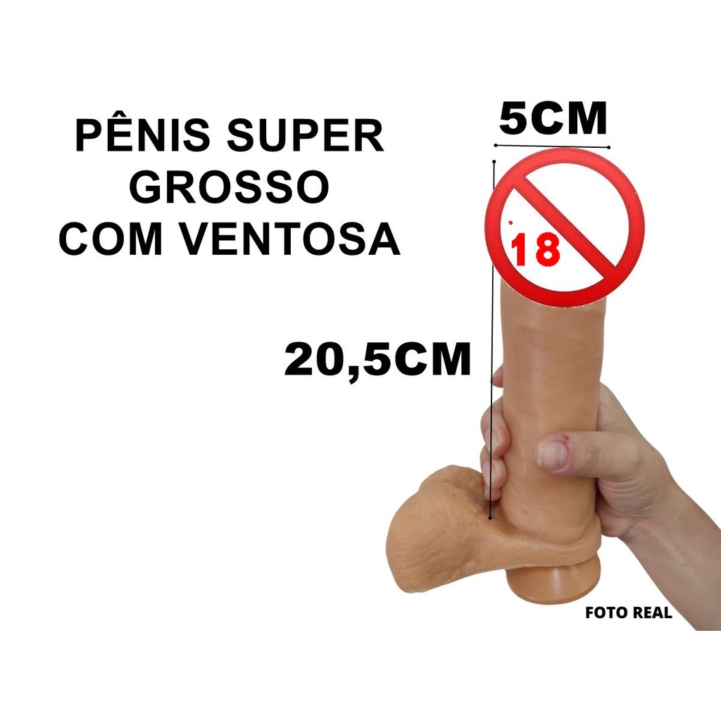 Pênis Prótese Macio Grande Grosso Com Ventosa E Escroto 20cm X 5cm -  Escorrega o Preço