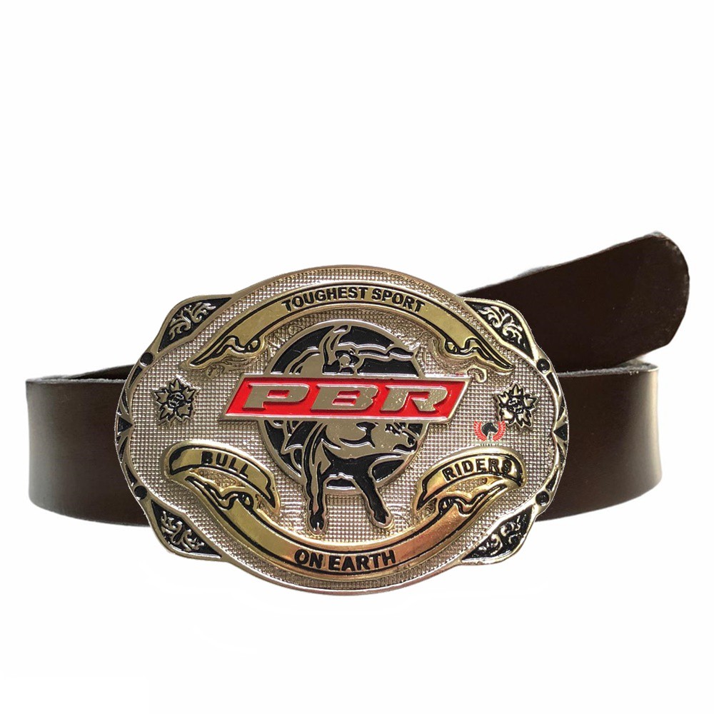 Cinto Country de Couro com Fivela Cowboy Pbr Masculino SC35
