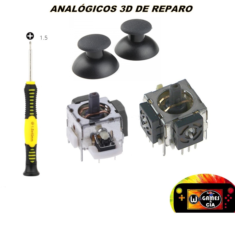Analógico ALPS 3d p/ Controle  Playstation 2/Ps2  + Par Botão 3d do Analogico + Chave 1.5mm