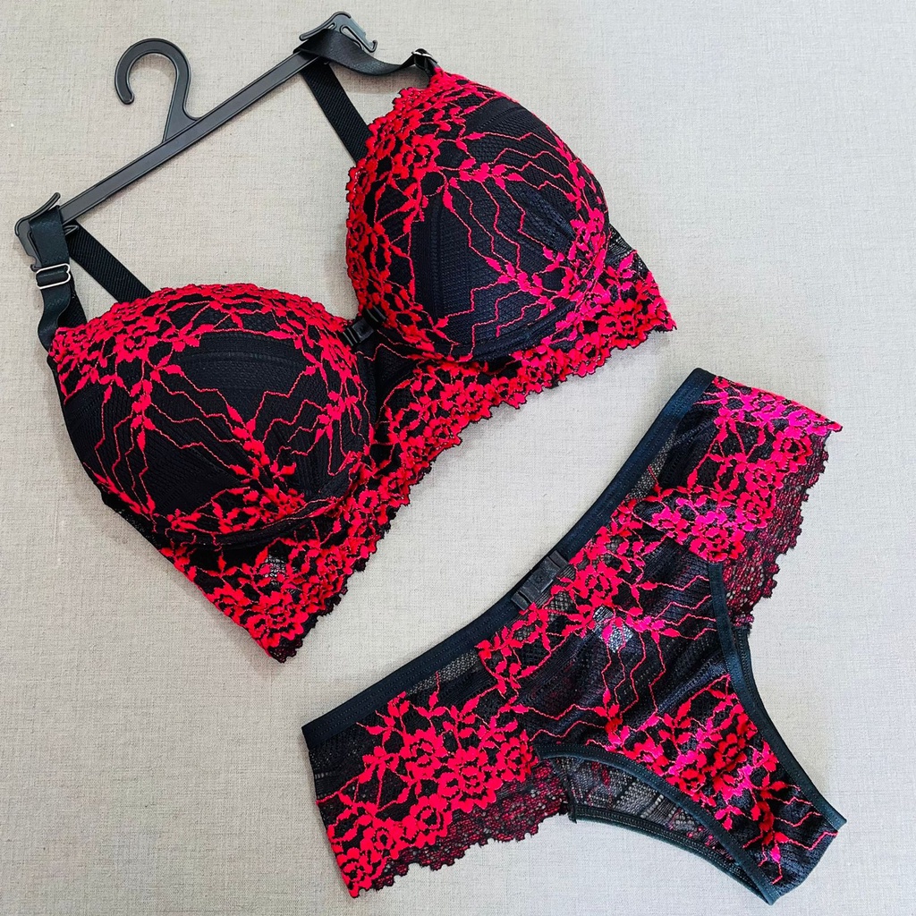 Conjunto Plus Size Lingerie Renda Bicolor Bojo Calcinha e Soutien Moda Íntima Feminina Antonella 02. em Oferta na Shopee