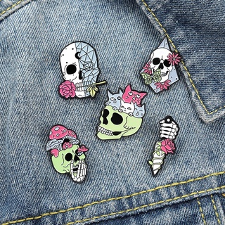 Broche De Caveira De Terror Rose Série Em Liga