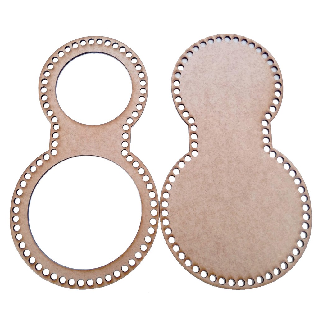 Placa Base Cuia Termica Mateira 33cm x 20cm Fio de Malha Croche MDF Madeira Cru 2 Pç Fundo e Tampo