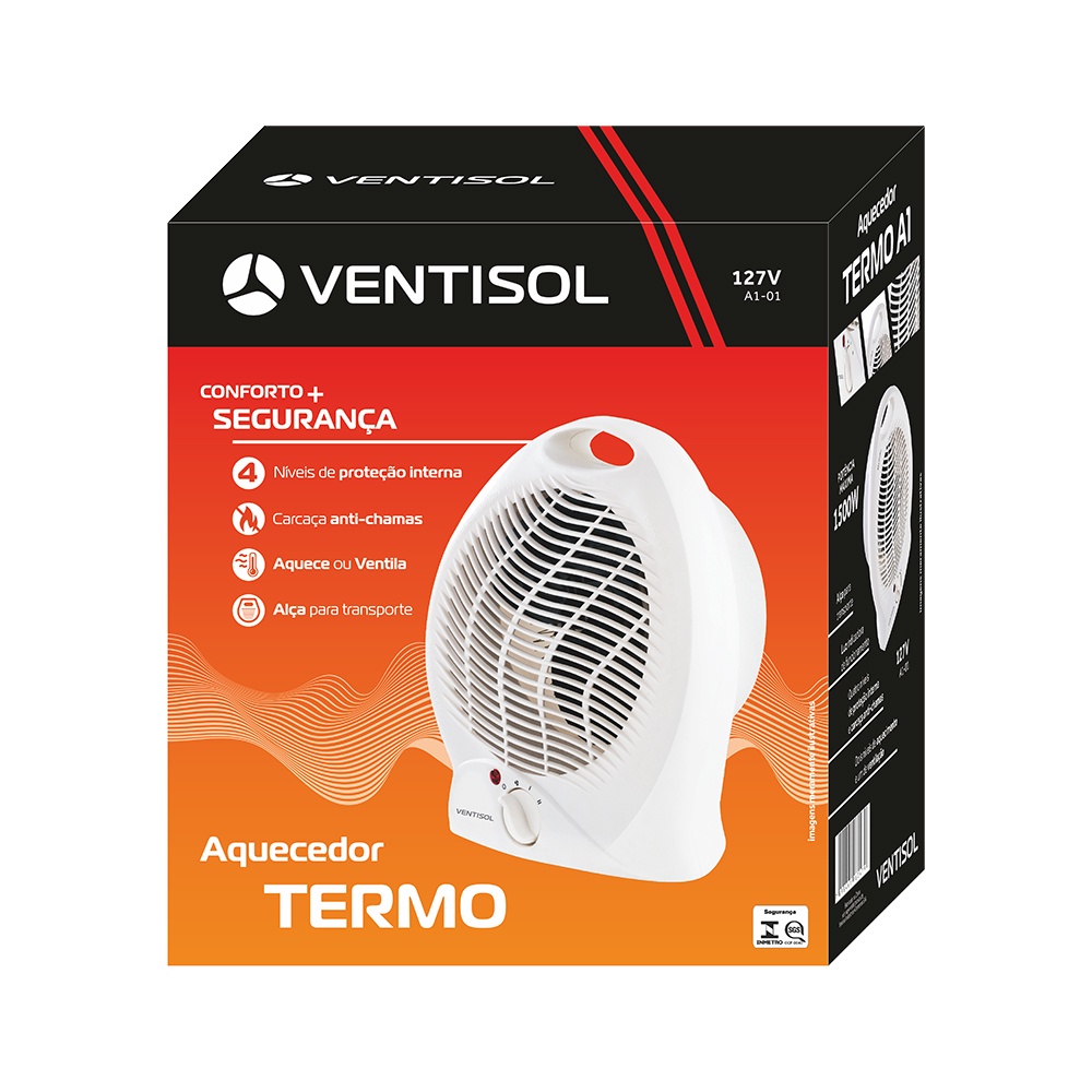 Aquecedor Doméstico Elétrico Mod A1 Branco Premium 127v Ventisol