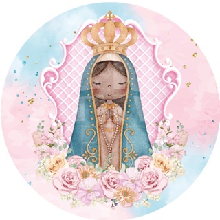 Painel Festa em Tecido Redondo 1,50x1,50 Nossa Senhora Aparecida em Oferta na Shopee