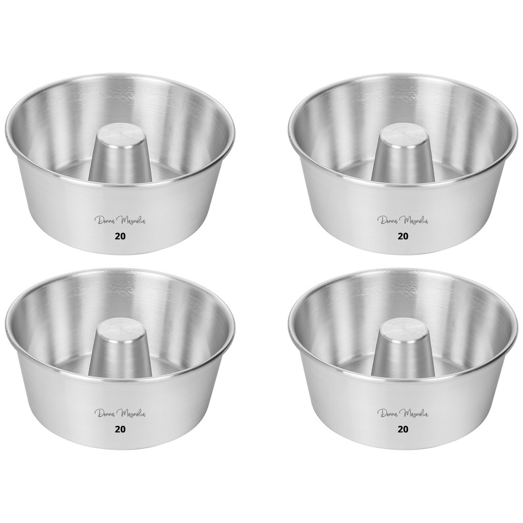 JOGO 4  (QUATRO)  Forma Assadeira Bolo PUDIM C/ TUBO N 20  Aluminio -  E95DM em Oferta na Shopee
