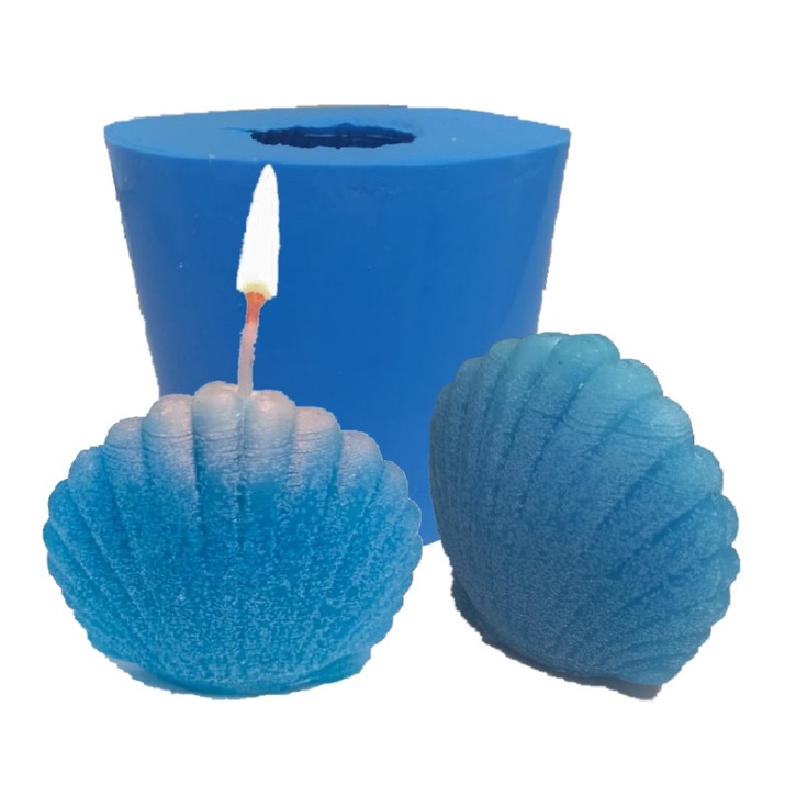 Molde de Silicone - Concha Vela P Sabonete Resina Biscuit Organite Gesso