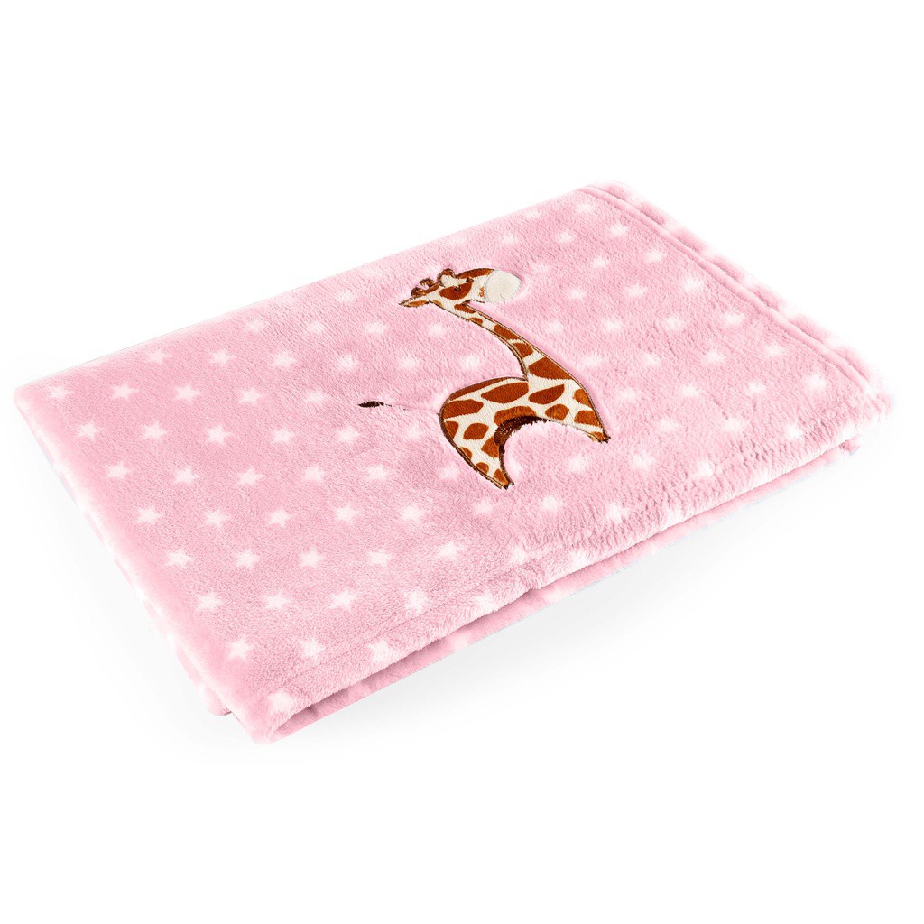 Manta para Bebê Hipoalergênico Girafa Cobertinha Rosa Menina Baby Pil