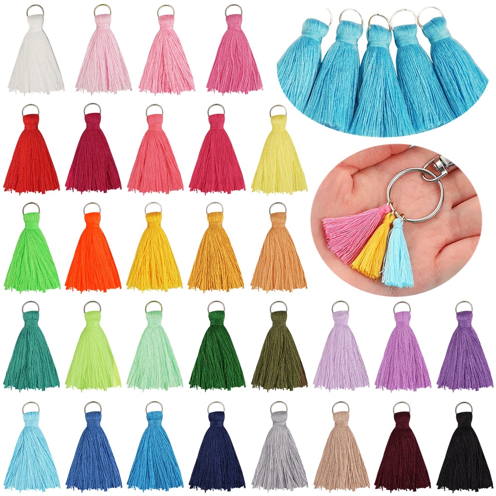 50 Peças/Pacote Mini Borlas Multicoloridas Pequenas Artesanais Para Brinco Fabricação De Jóias Porta-Chaves Tassel