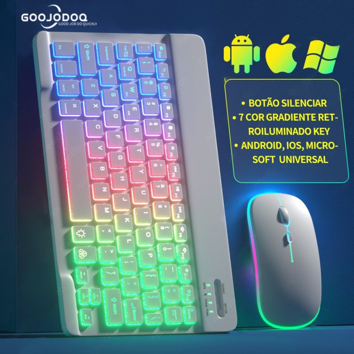 Teclado bluetooth ipad Adequado Para tablet notebook 10 Polegada Luzes Coloridas RGB backlight E mouse