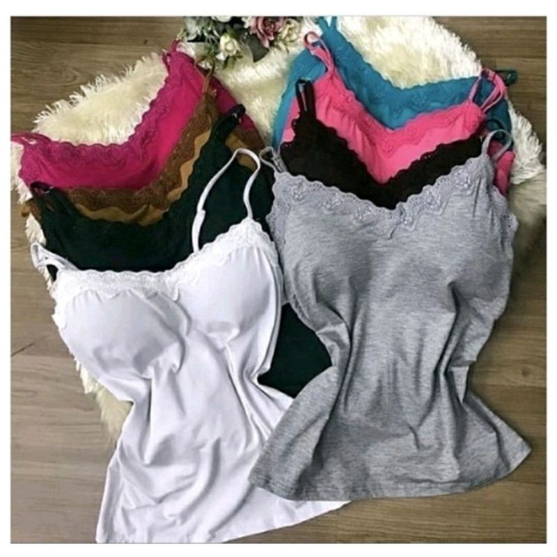 Regata Feminina C Renda Bojo Blusinha Alça Viscolycra