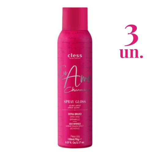 Kit Spray de Brilho Gloss Eu Amo Charming 150ml C/3 Unidades