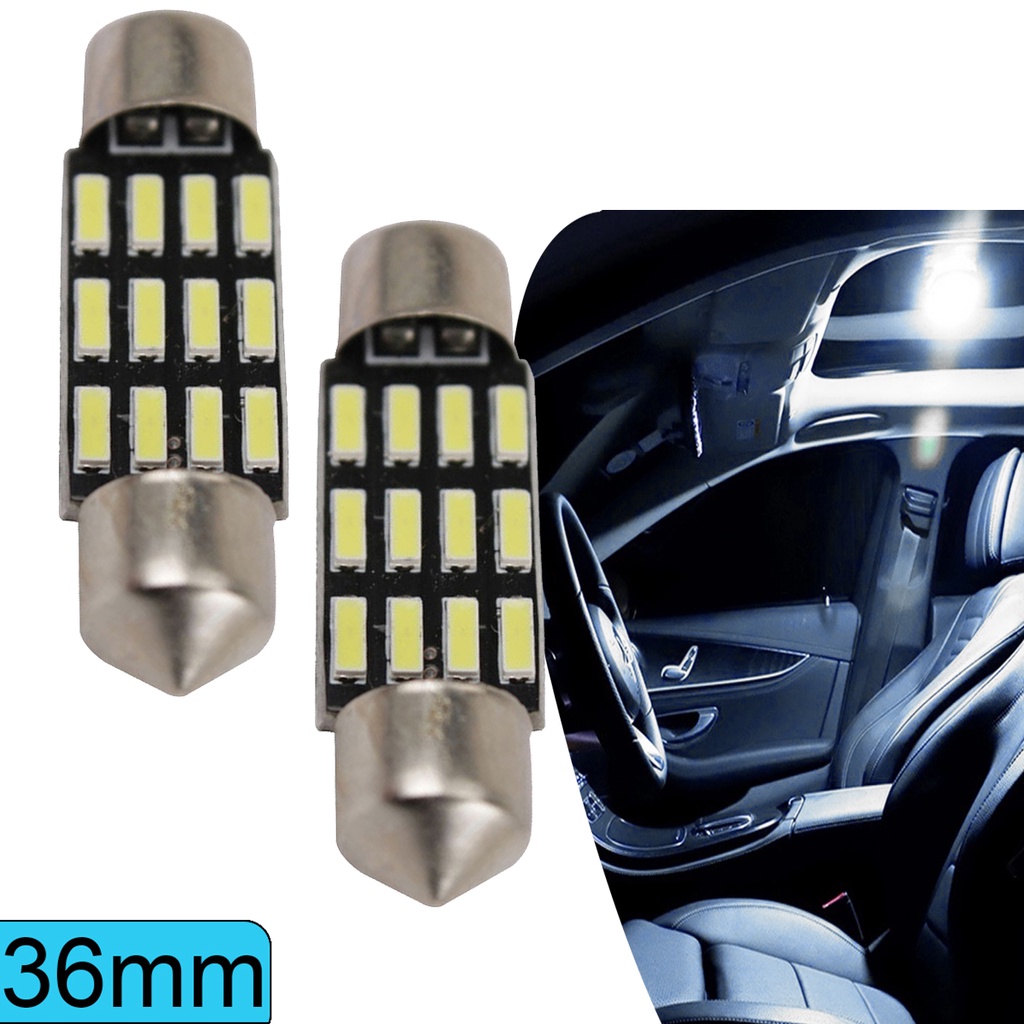 Par De Lâmpadas de Led Automotivas Torpedo 36mm 12v Volts 12 Leds Luz Branca Branco - Spare Parts and Accessories for Vehicles