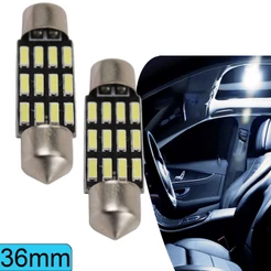 Par De Lâmpadas de Led Automotivas Torpedo 36mm 12v Volts 12 Leds Luz Branca Branco