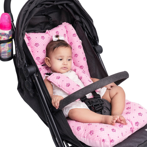 Almofada Para Carrinho Universal Para Menina COROA ROSA + Envio Rápido