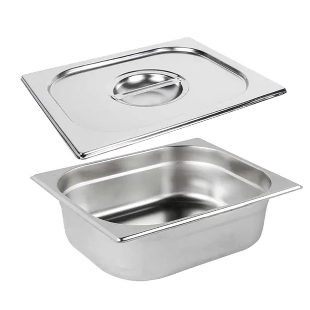 Kit C/3 Cubas Gn Inox Gastronomica 1/3 X 150 Com Tampa
