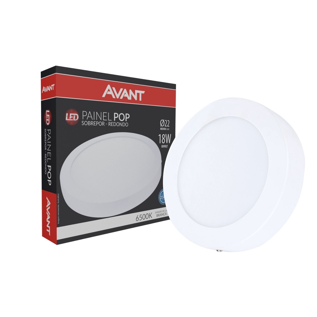 Luminária Led Painel Plafon 18w Redondo Sobrepor Teto Bivolt
