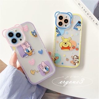 Capa Compatível Para iPhone 15 14 13 12 11 Pro Max SE2020 X XR Xs 7 8 6 6s Plus Cute Winnie Creative Protetora De Lente De Orelha Macia