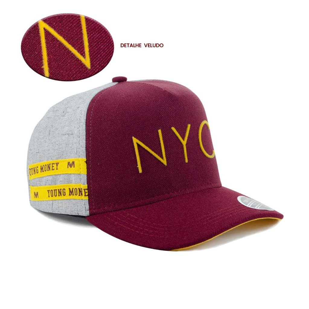 Boné NYC Aba Curva Young Money Snapback Vinho