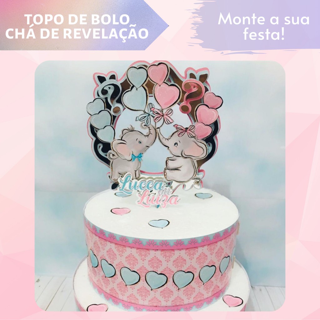 Topo De Bolo Cha De Revelacao Cha De Bebe Topper Shopee Brasil