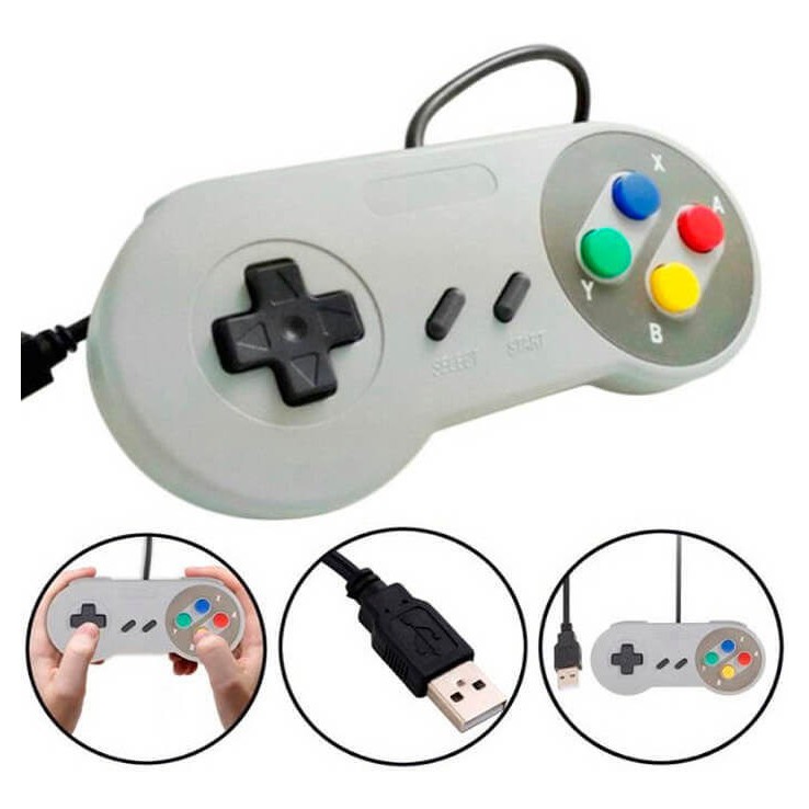 Controle Super Nintendo Snes Joystick Usb Emulador Pc Tv Box Raspberry Pi3 manete