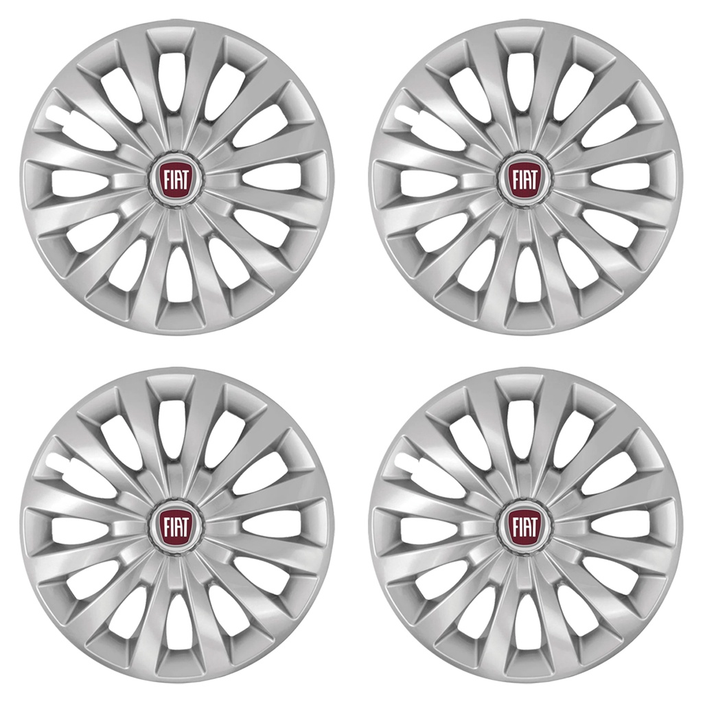 Jogo Calota Aro 13 Unicolor com Emblema Linha Fiat  Palio Siena Mobi Argo Cronos Strada Idea Uno Punto Fiorino Stilo Incrível