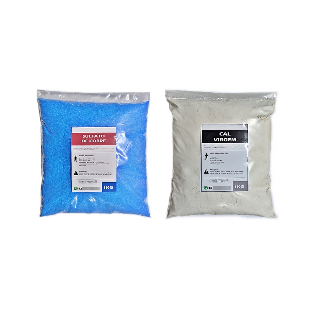 Calda Bordalesa - 1kg Cobre + 1kg Cal Agrícola - Rende Até 100 Litros