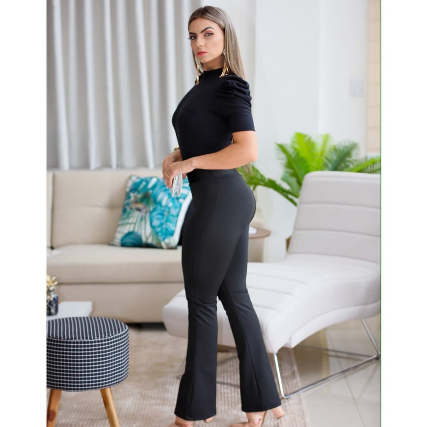 calça legging flare cintura alta