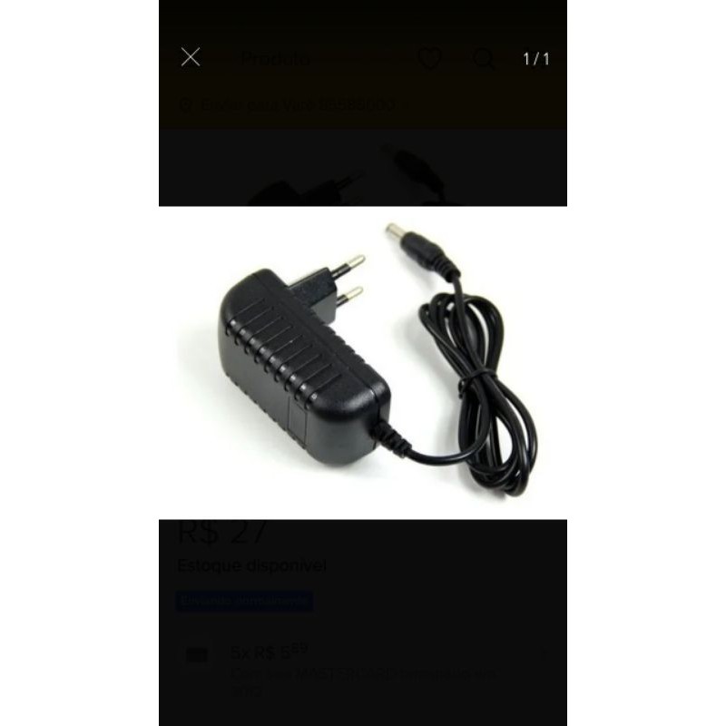 3 Fontes Bivolt 12v 1,0/1,5a/2,0a Pino P4 - Fita Led - Receptor - Satlink