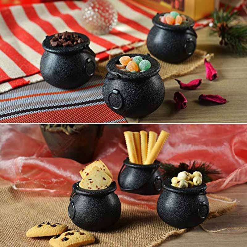 6 Mini Caldeirão Da Bruxa Balde P/ Doces Guloseimas Halloween