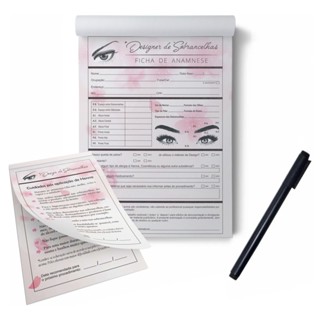 Kit Bloco Ficha de Anamnese Design/Designer de Sobrancelhas + Cuidados Pós Aplicação de Henna em Oferta na Shopee