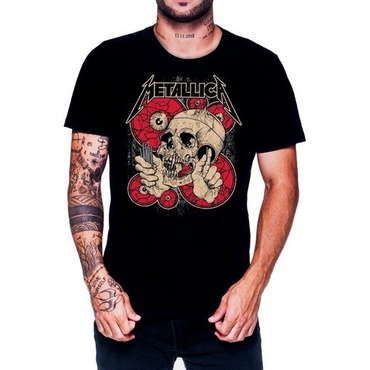 Camiseta Metallica Tour Caveira Premium 100% Algodão