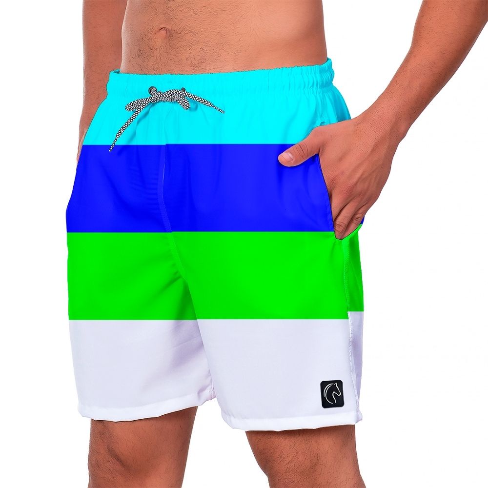 Short Masculino Estampa Listrada Cores Bermuda Masculina Premium Leve Moda Praia Casual Durável Seca Rápido