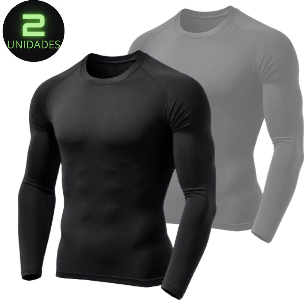 Kit 2 Camisas Camiseta Proteção Uv 50+ Segunda Pele Térmica Blusa Frio e Calor