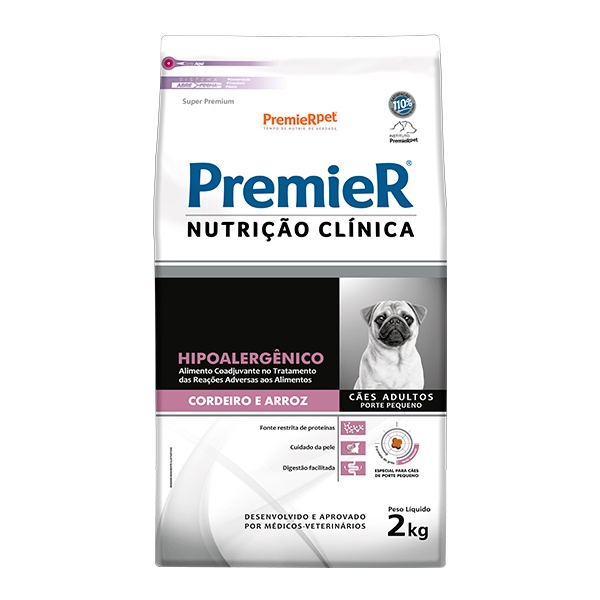 Ração Premier Nutrição Clínica Hipoalergênico para Cães Adultos de Pequeno Porte Sabor Cordeiro e Arroz - 2Kg em Oferta na Shopee