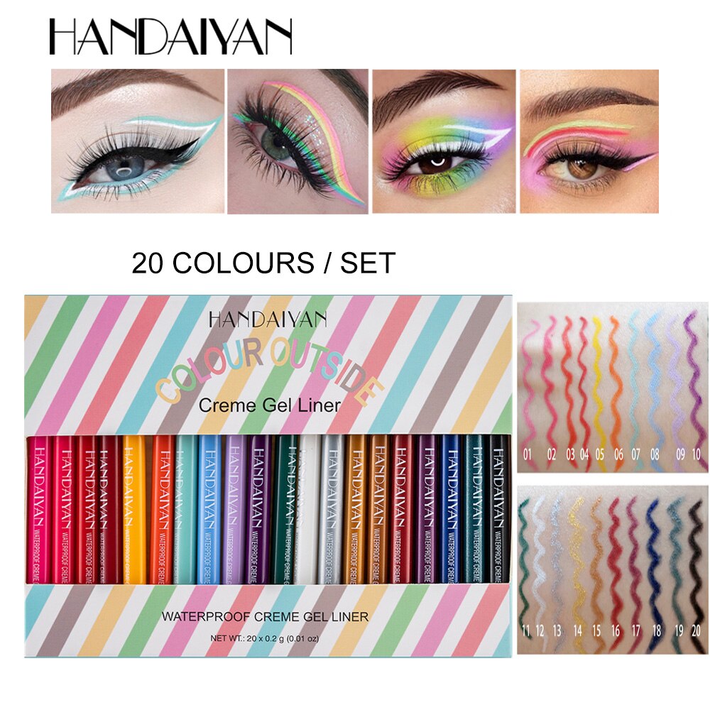 20pc/Sst Handaiyan Delineador Colorido , Caneta Creme F Cil Wear À Prova D'água Gua Branco Amarelo Cosm Ticos