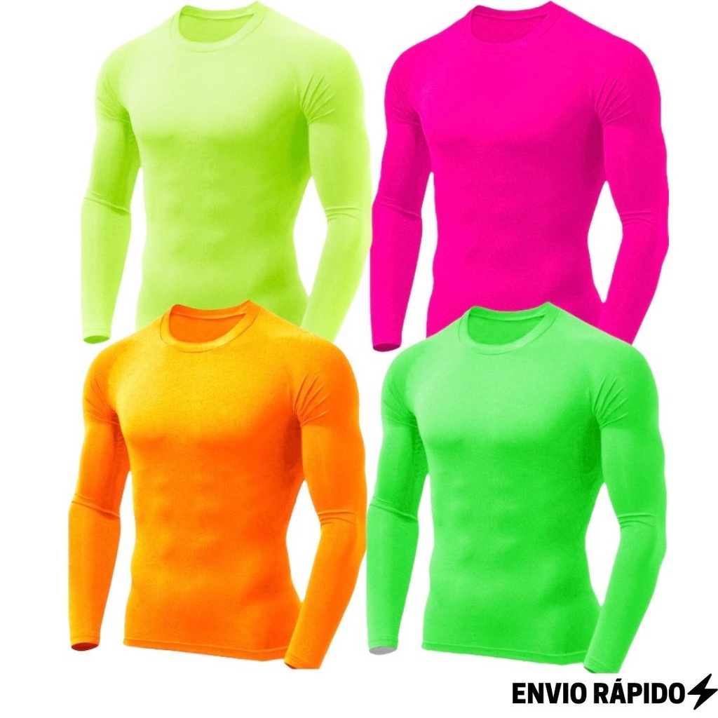 Camisa Neon Proteção Solar Uv Segunda Pele Do P Ao XG